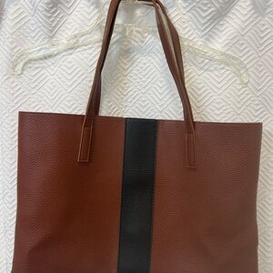 Vince Camuto Chestnut Tote with Black Accent